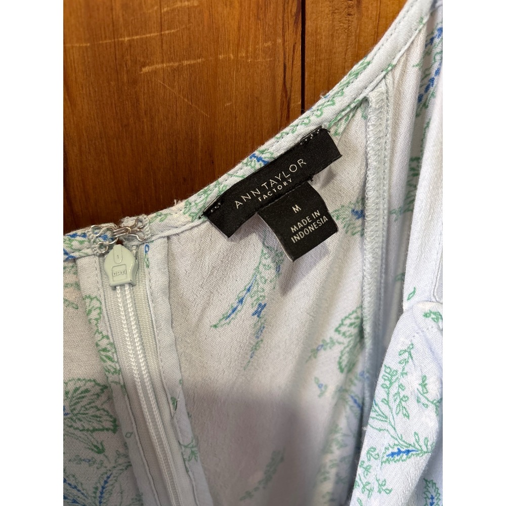 Ann Taylor Blue Floral Tiered Maxi Dress Tie Shoulder Rayon Sundress Womens Boho - Picture 5 of 6